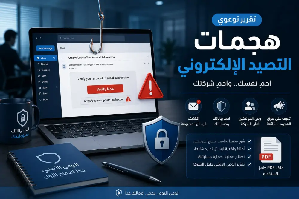 إنشاء تقرير توعوي عن هجمات التصيد الإلكتروني للشركات