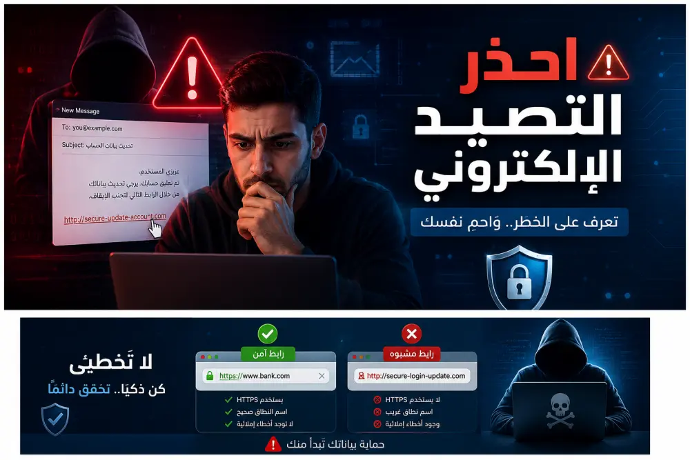 إعداد فيديو توعوي وتعليمي عن مخاطر التصيد الإلكتروني و طرق تجنبها