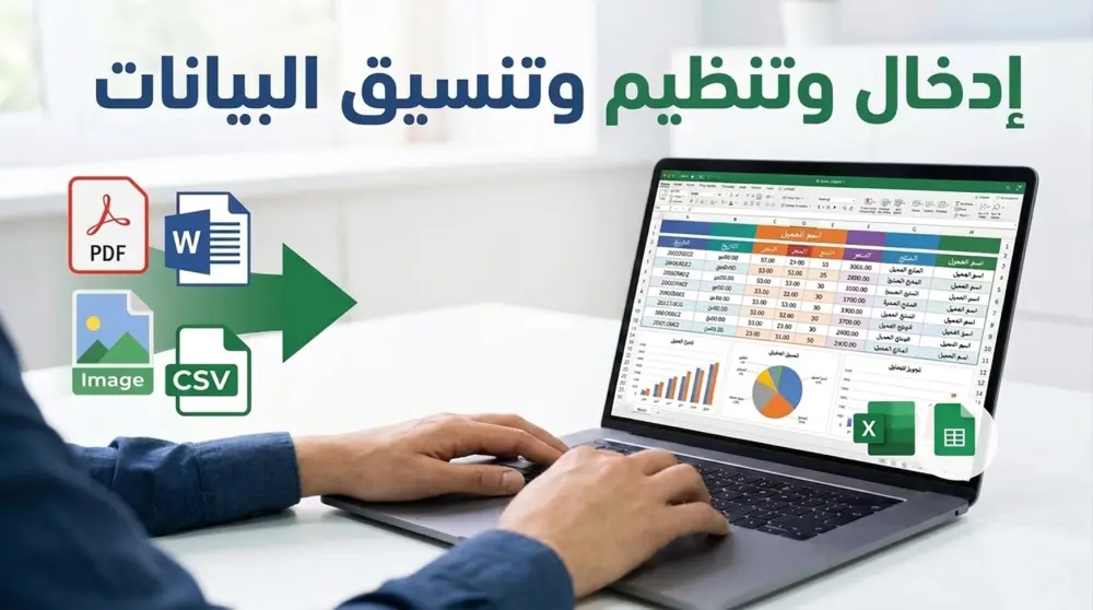 سأقوم بإدخال البيانات وتنظيمها بدقة واحترافية