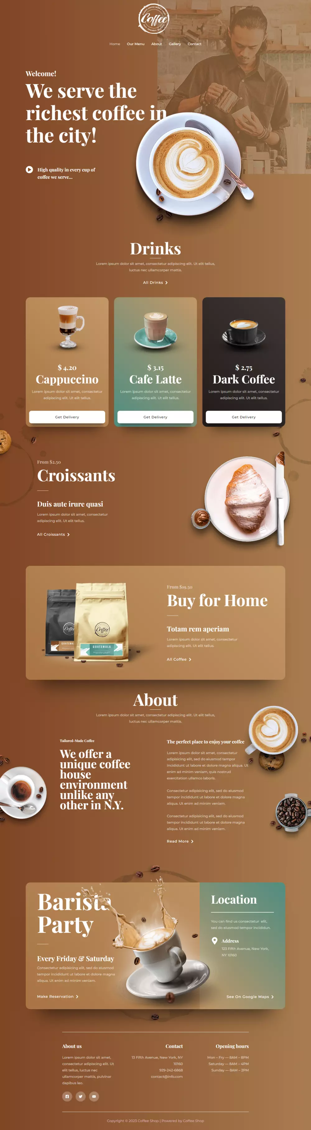 تصميم موقع تعريفي لمتجر قهوه Coffee Shop