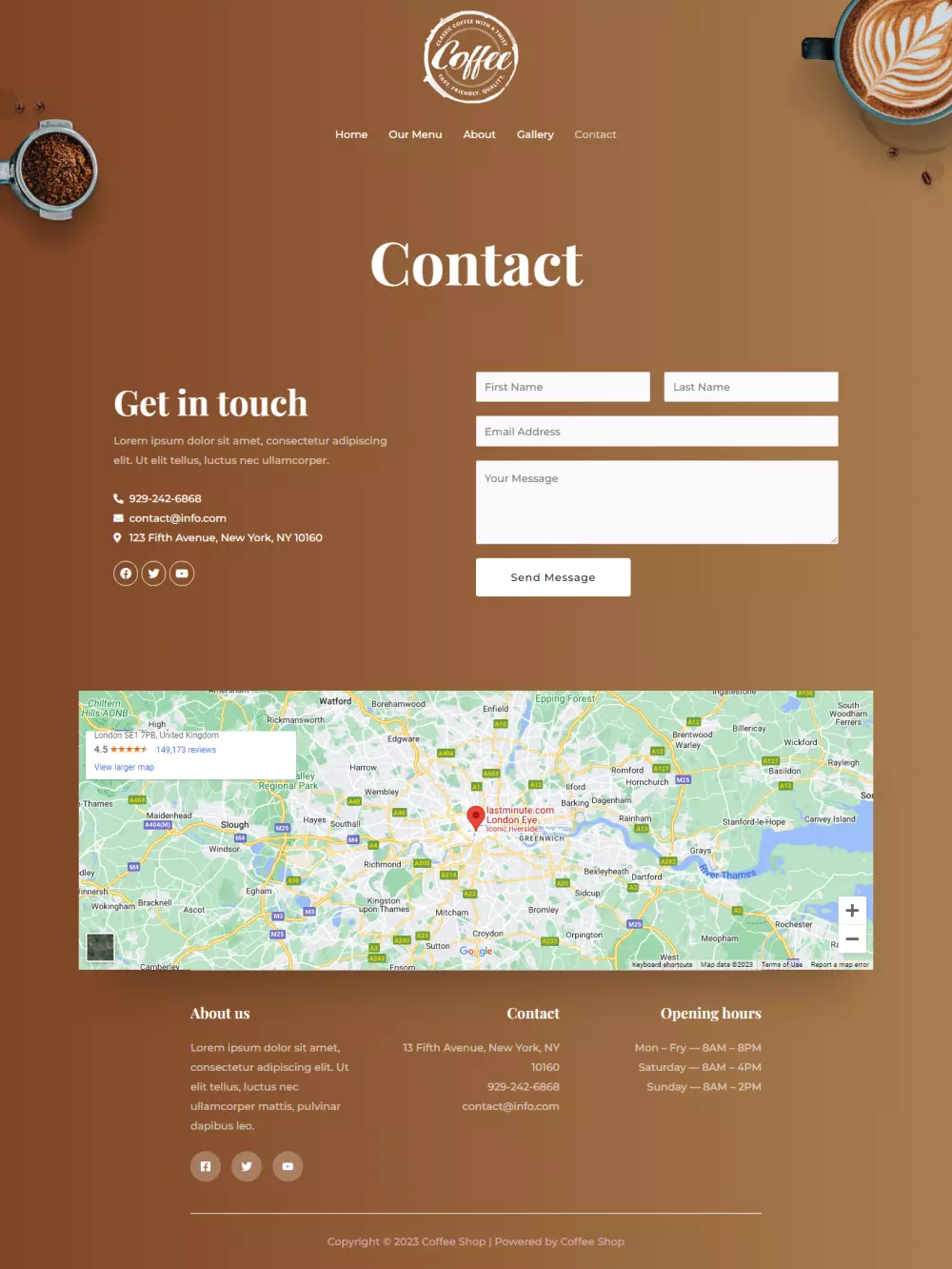 تصميم موقع تعريفي لمتجر قهوه Coffee Shop