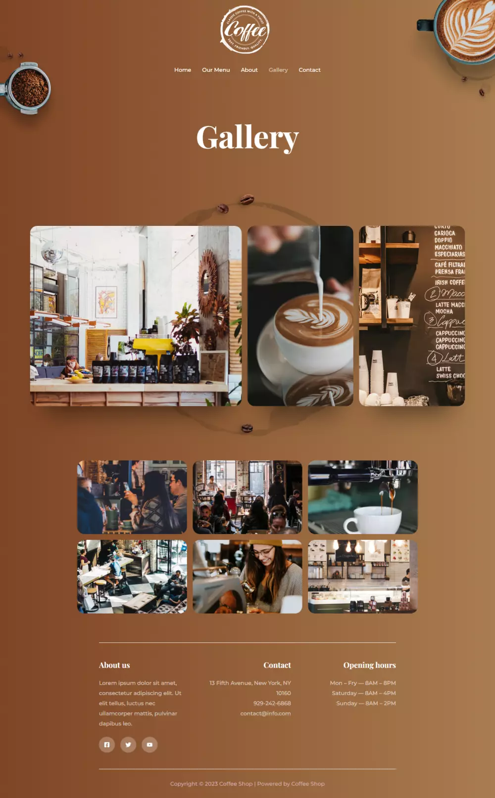 تصميم موقع تعريفي لمتجر قهوه Coffee Shop