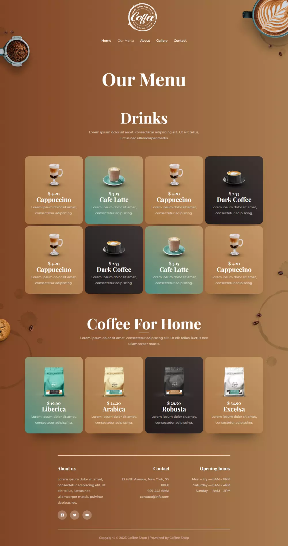 تصميم موقع تعريفي لمتجر قهوه Coffee Shop