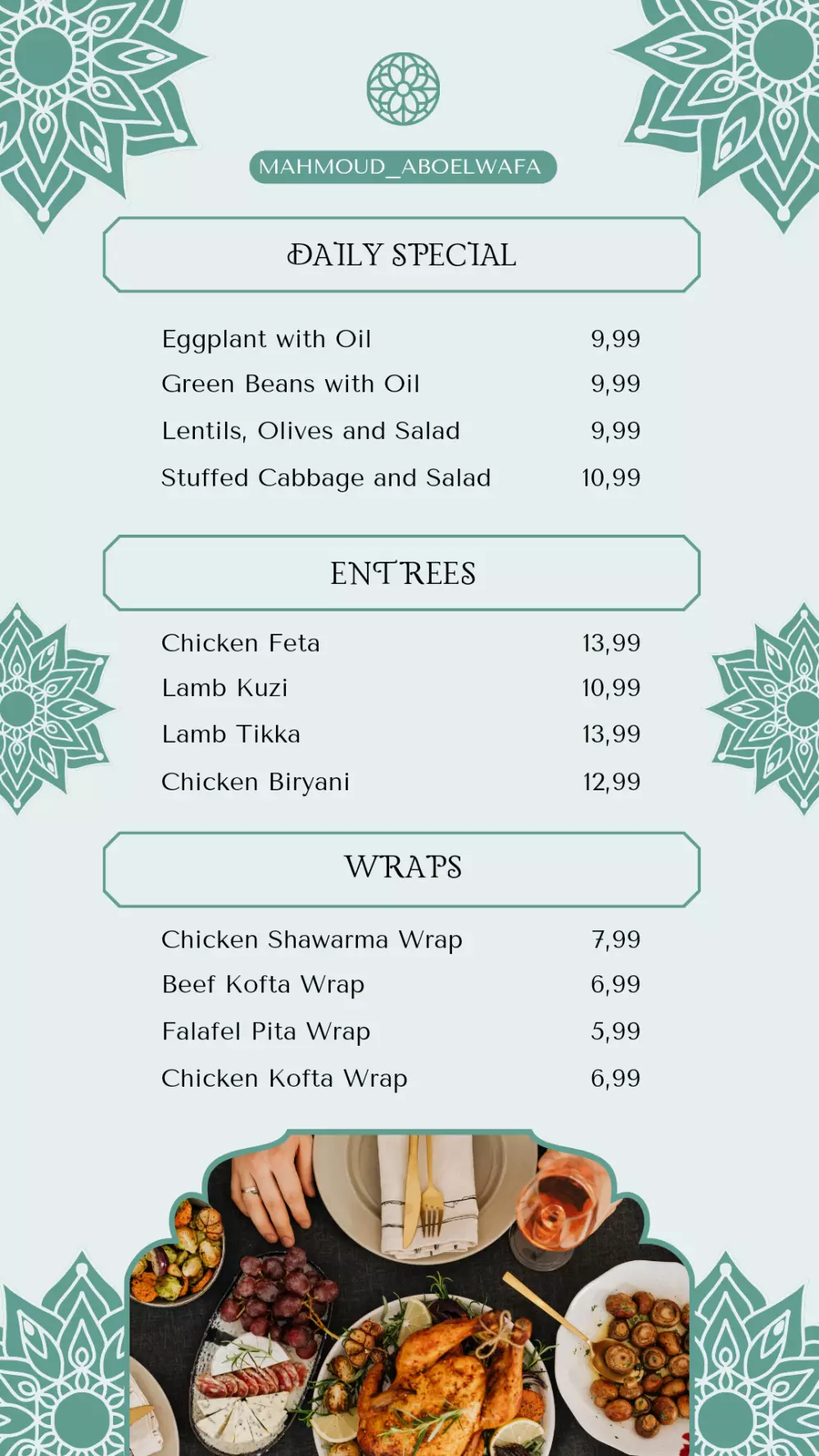 عمل منيوهات للمطاعم