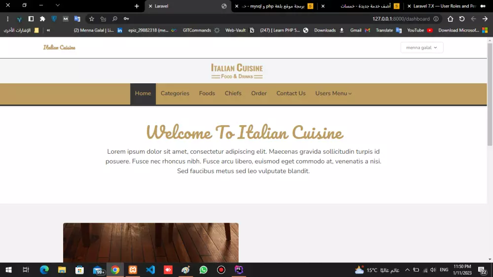 برمجة وتصميم موقع إلكترونى باستخدام إطار العمل MySql,Html,Css,Javascript,Jquery,Boostrap,PHP Laravel