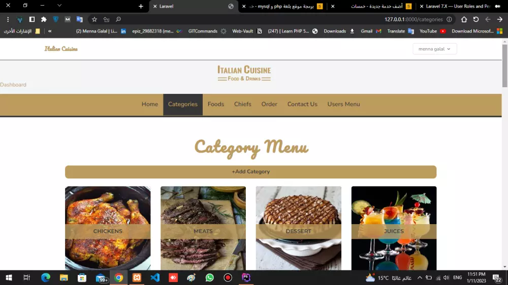 برمجة وتصميم موقع إلكترونى باستخدام إطار العمل MySql,Html,Css,Javascript,Jquery,Boostrap,PHP Laravel