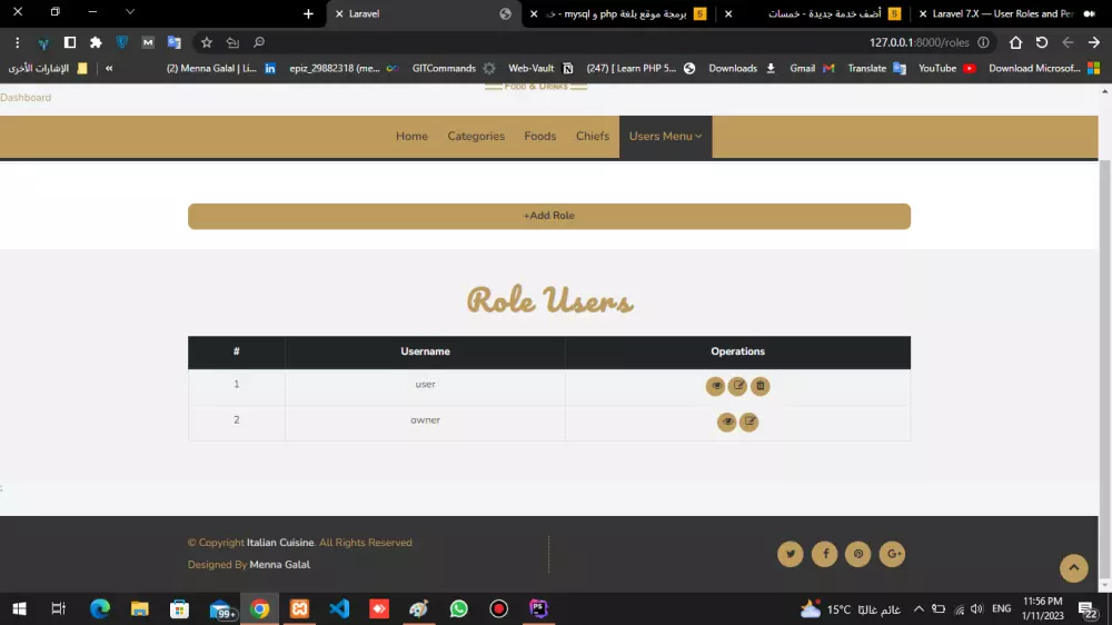 برمجة وتصميم موقع إلكترونى باستخدام إطار العمل MySql,Html,Css,Javascript,Jquery,Boostrap,PHP Laravel