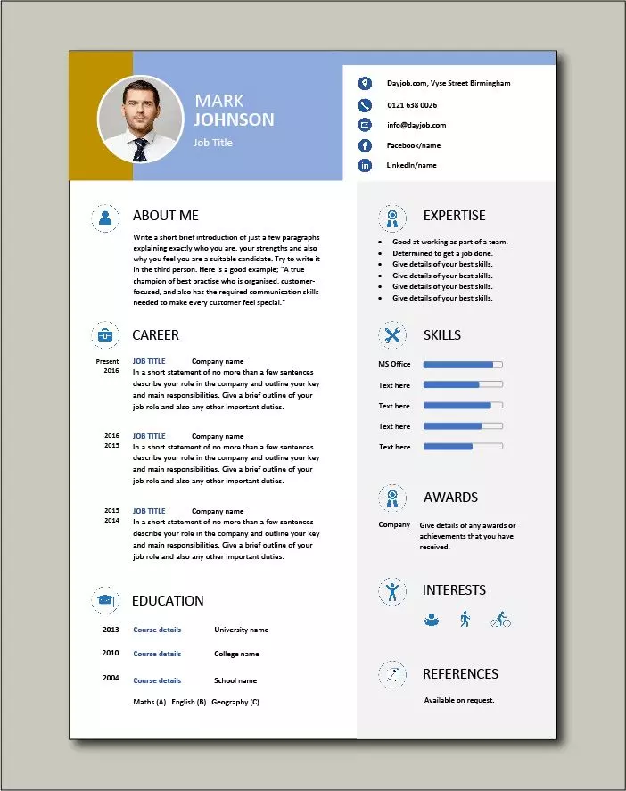 تصميم سيرة ذاتية احترافية بصيغة PDF & PNG
