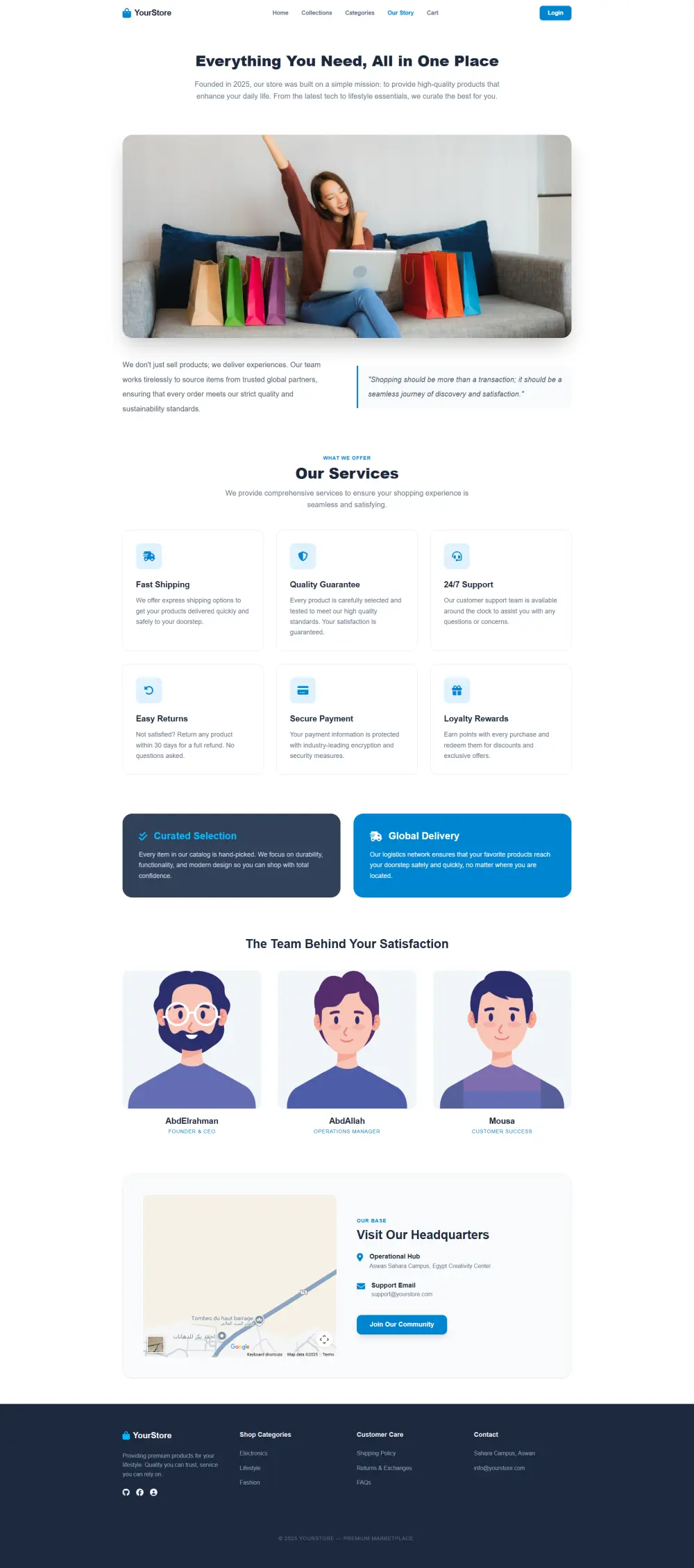 تصميم صفحة ويب ثابتة بـ HTML و CSS — تصميم بسيط وأنيق