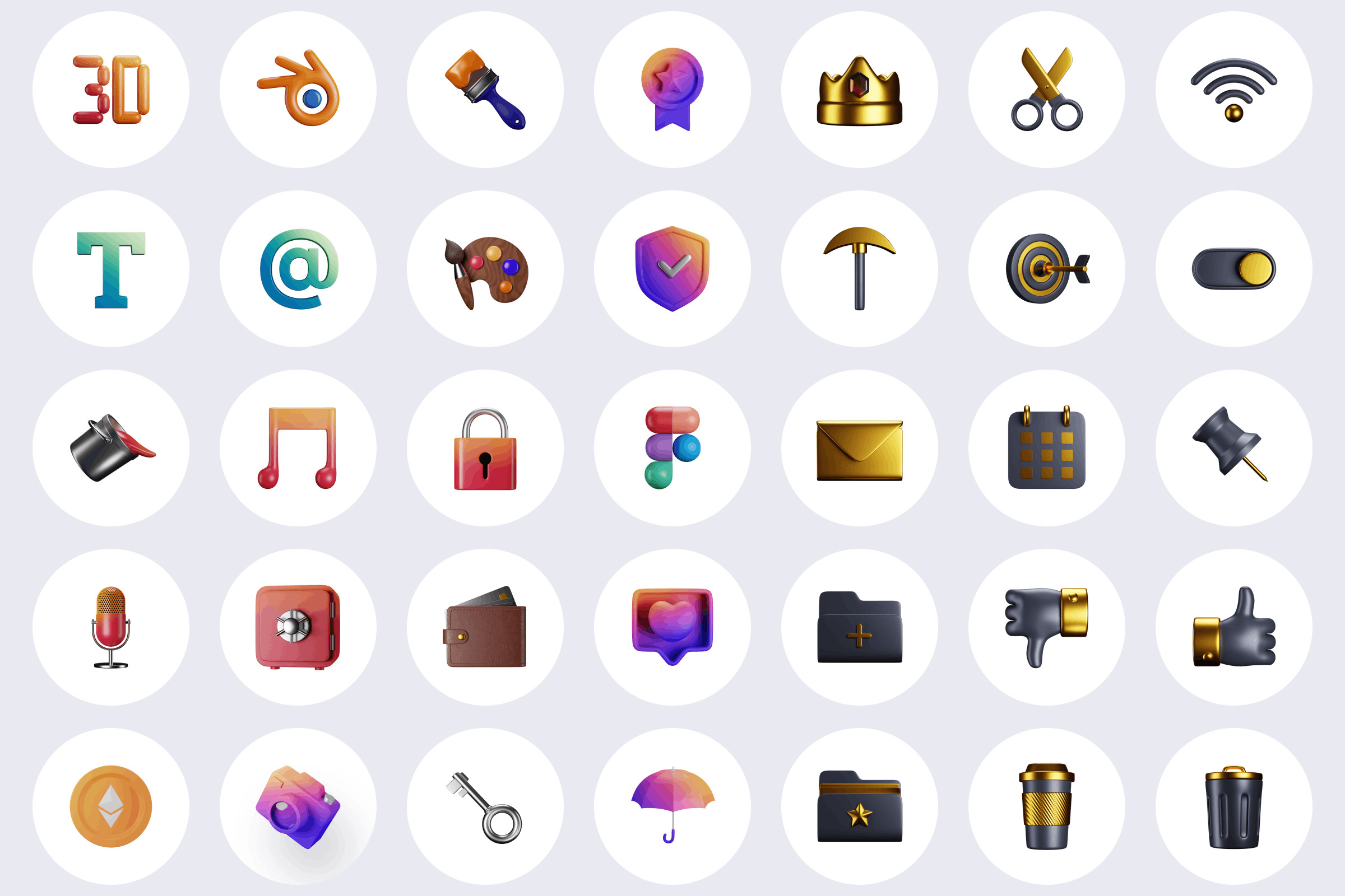 أيقونات ثلاثية الأبعاد متقنة الصنع بدون حقوق للإستخدام التجاري والشخصي