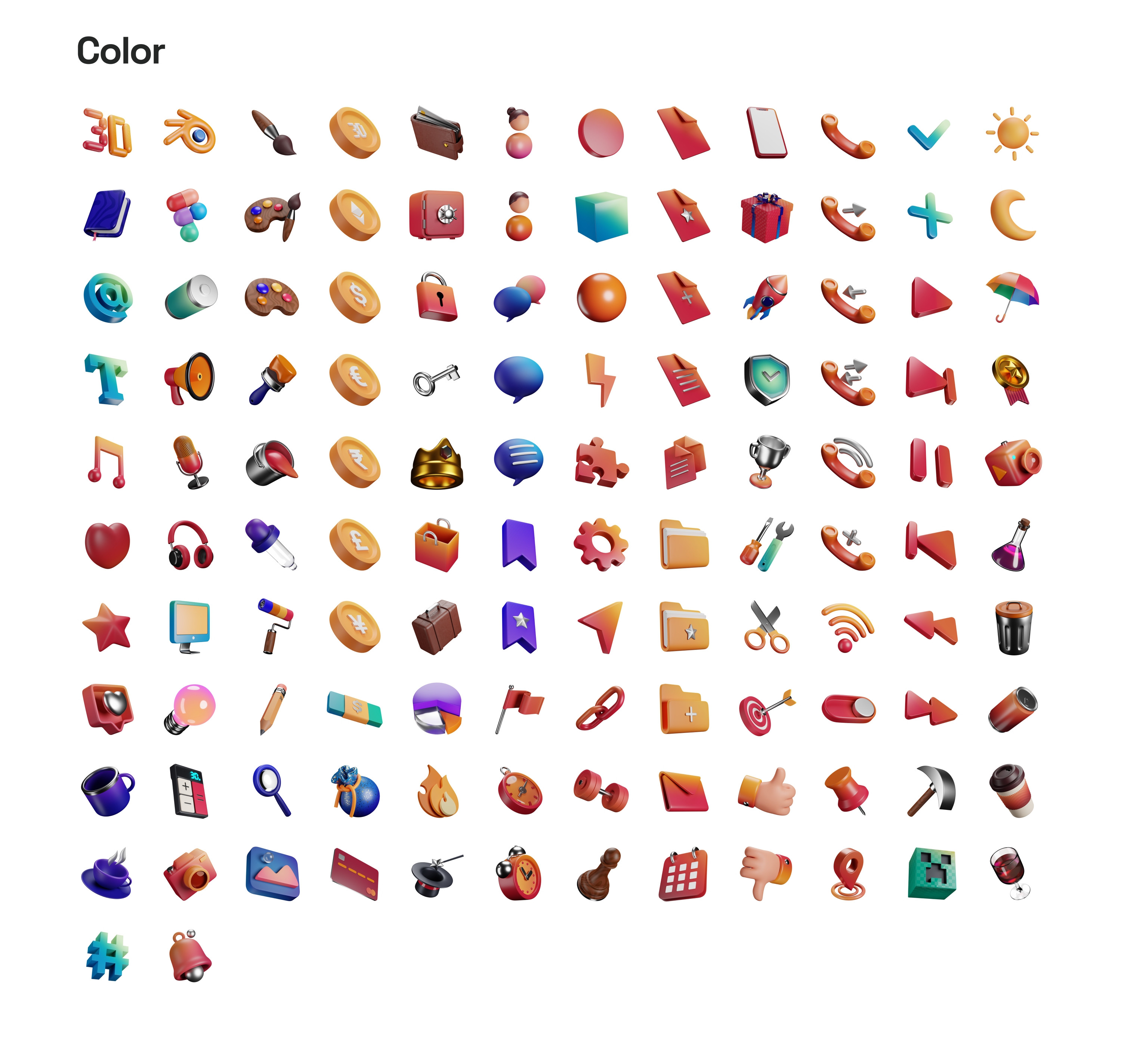 أيقونات ثلاثية الأبعاد متقنة الصنع بدون حقوق للإستخدام التجاري والشخصي