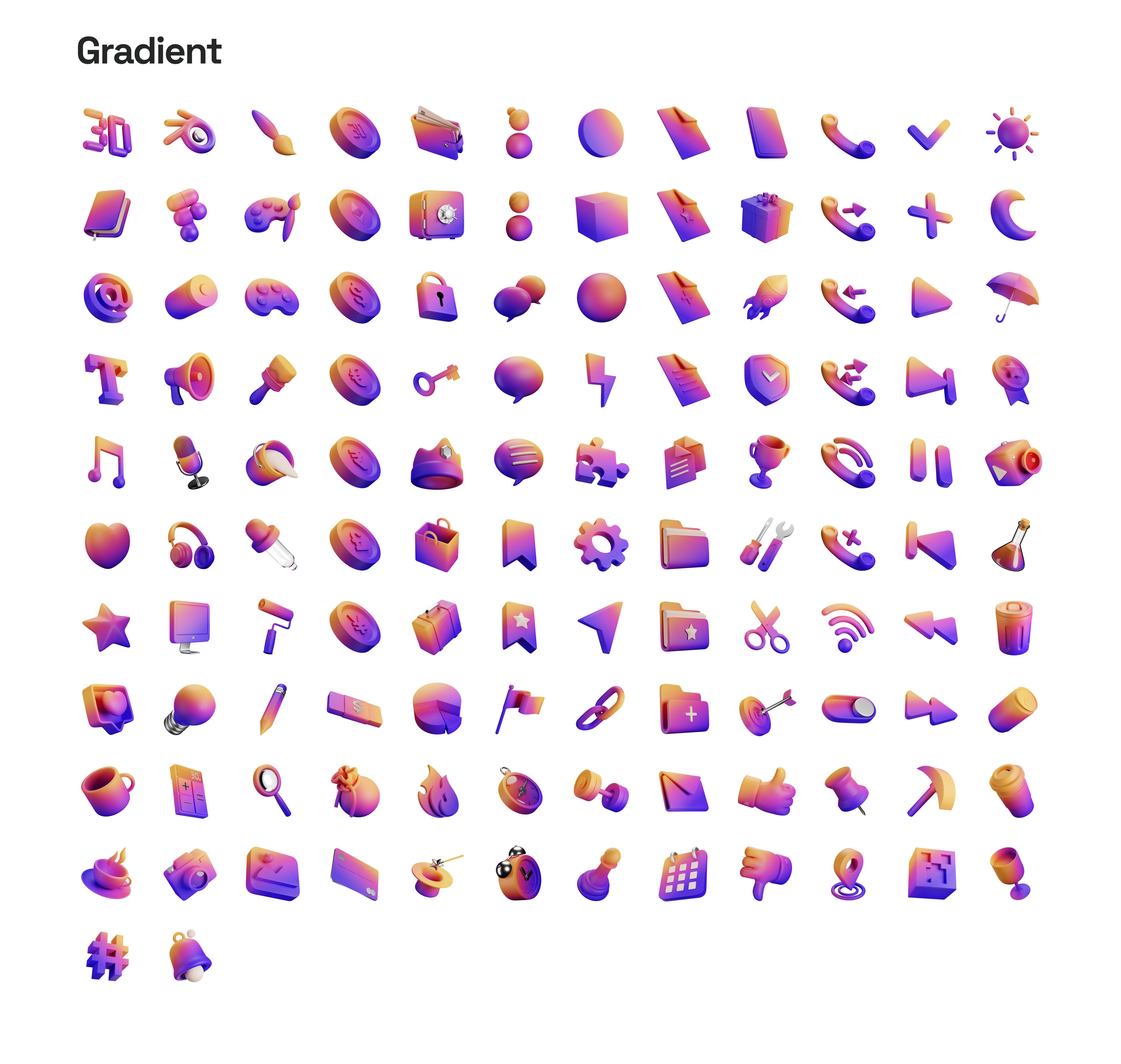 أيقونات ثلاثية الأبعاد متقنة الصنع بدون حقوق للإستخدام التجاري والشخصي