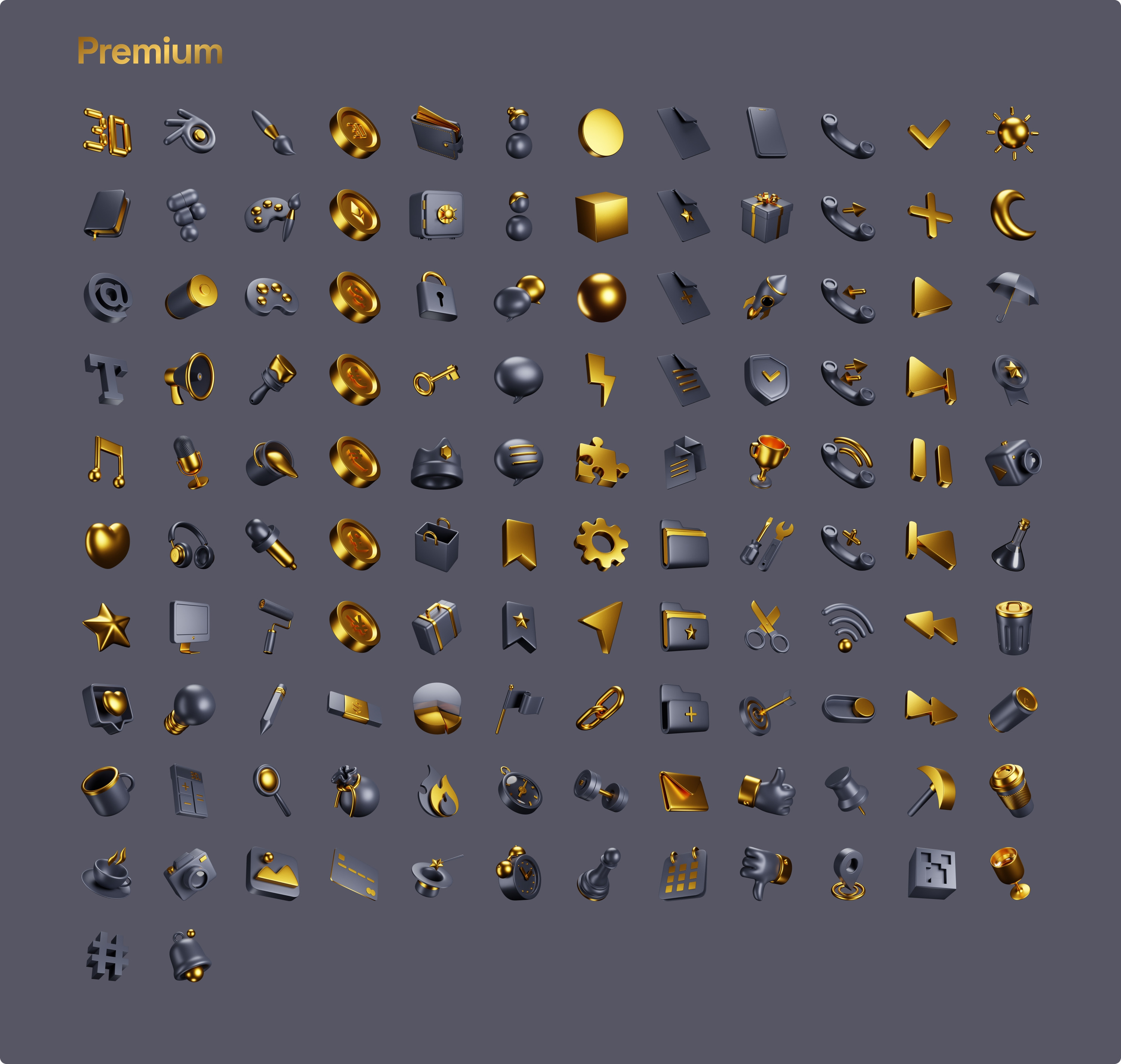 أيقونات ثلاثية الأبعاد متقنة الصنع بدون حقوق للإستخدام التجاري والشخصي
