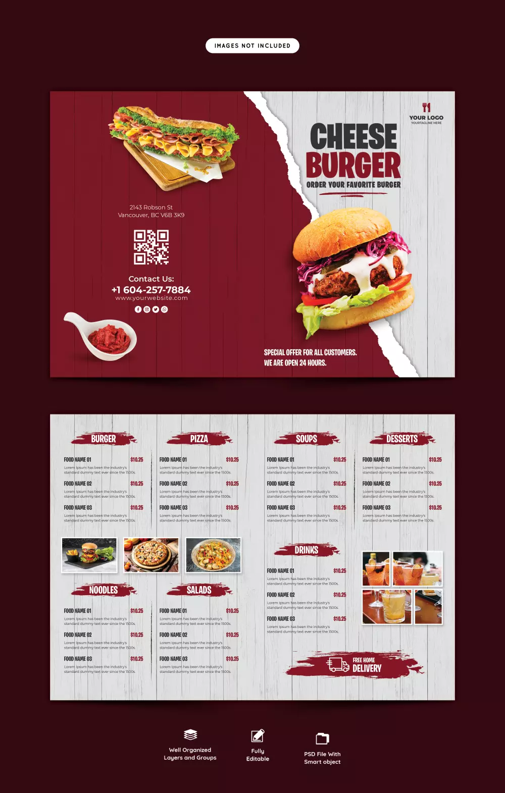 تصميم منيو Menu( فلاير او بروشور او رول اب )