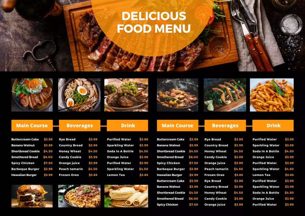 تصميم منيو او قائمة مطعم وكافيهات