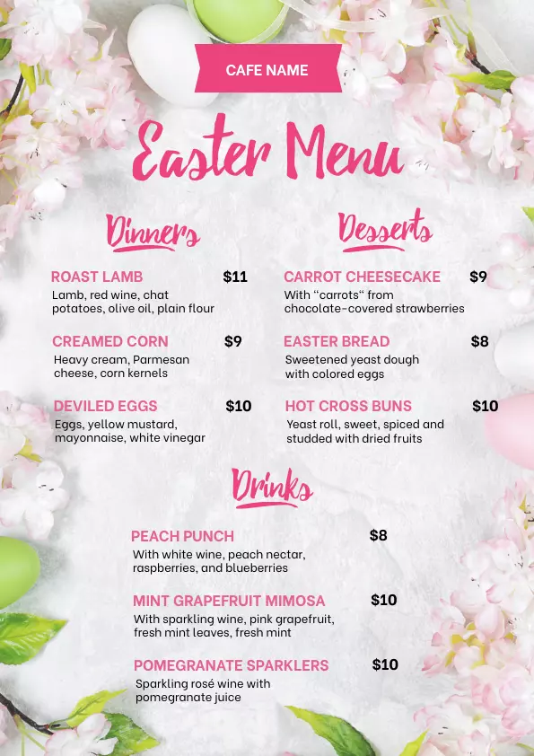 تصميم منيو او قائمه الطعام