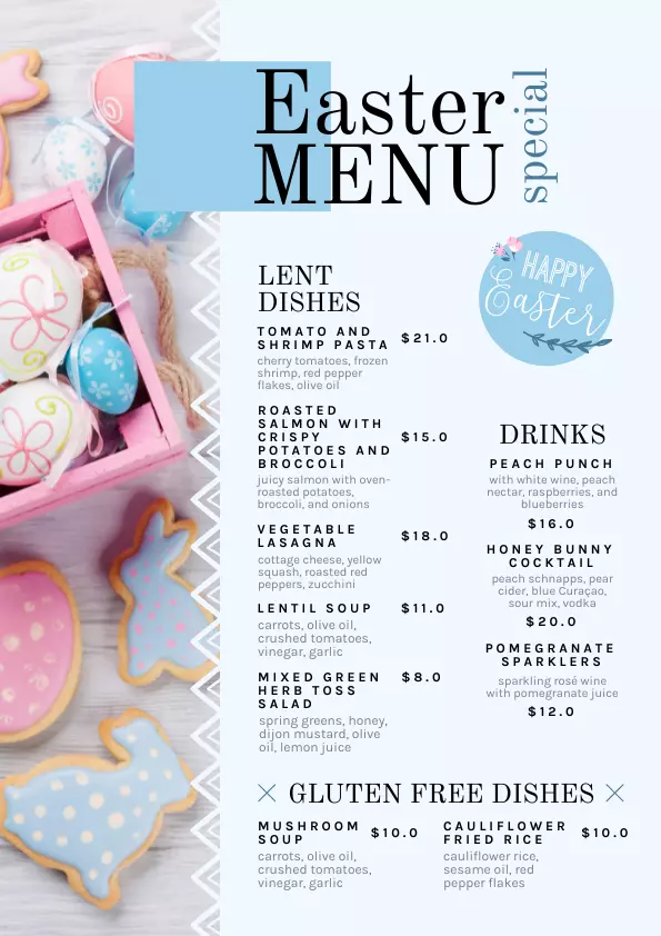 تصميم منيو او قائمه الطعام