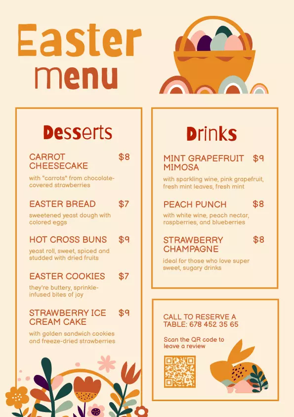 تصميم منيو او قائمه الطعام