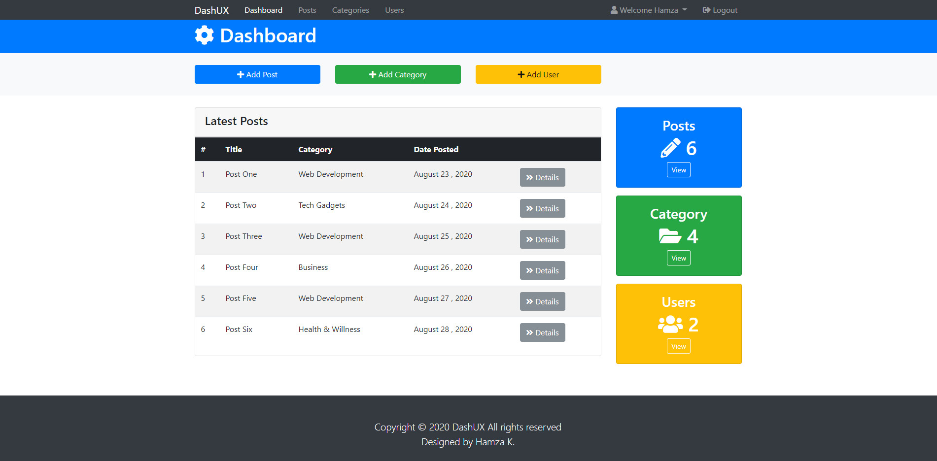 تصميم صفحة ويب تحتوي علي 4 اجزاء علي حسب اختيار العميل مقابل 20 دولار للصفحه.