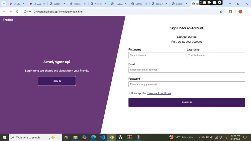 تصميم وتطوير مواقع ويب Front-End باستخدام HTML وCSS وJavaScript