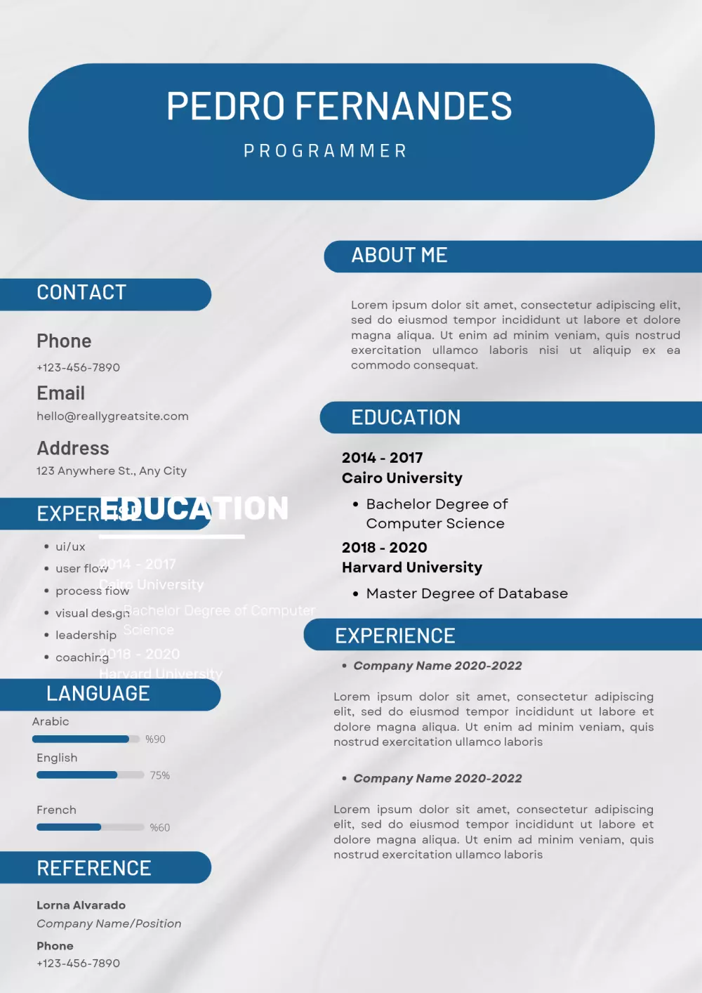 عمل سيرة ذاتية باللغتين العربية والإنجليزية _ CV By arabic and English