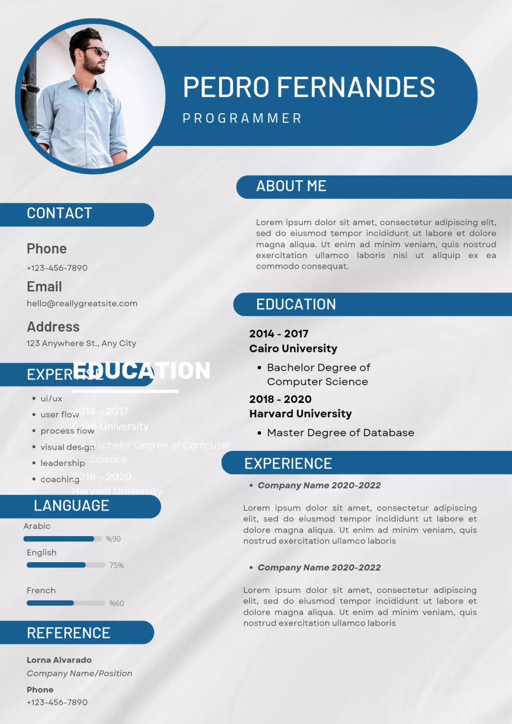 عمل سيرة ذاتية باللغتين العربية والإنجليزية _ CV By arabic and English