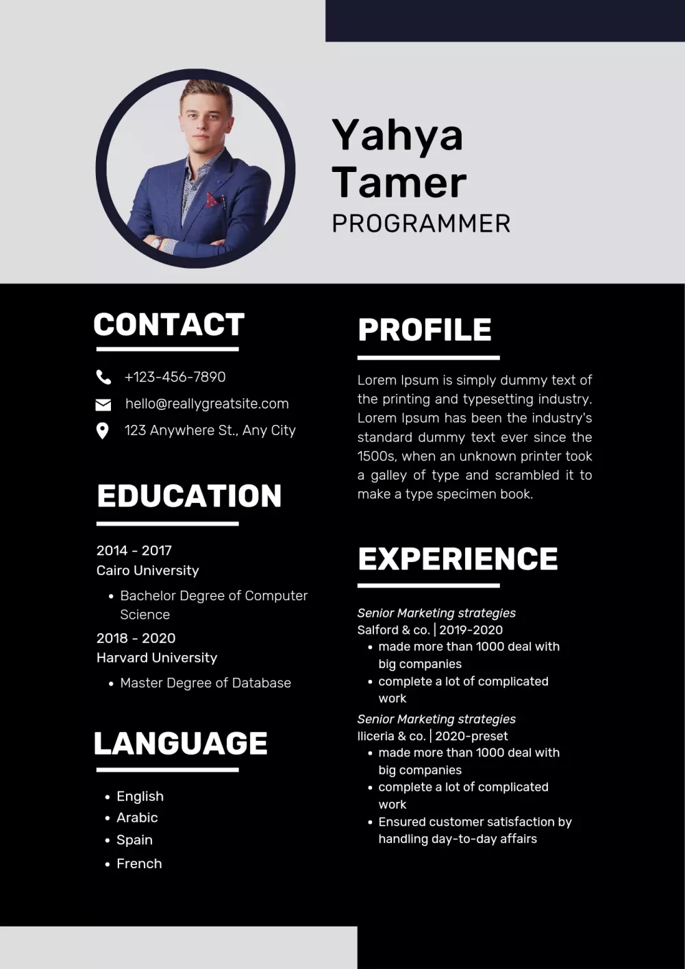 عمل سيرة ذاتية باللغتين العربية والإنجليزية _ CV By arabic and English