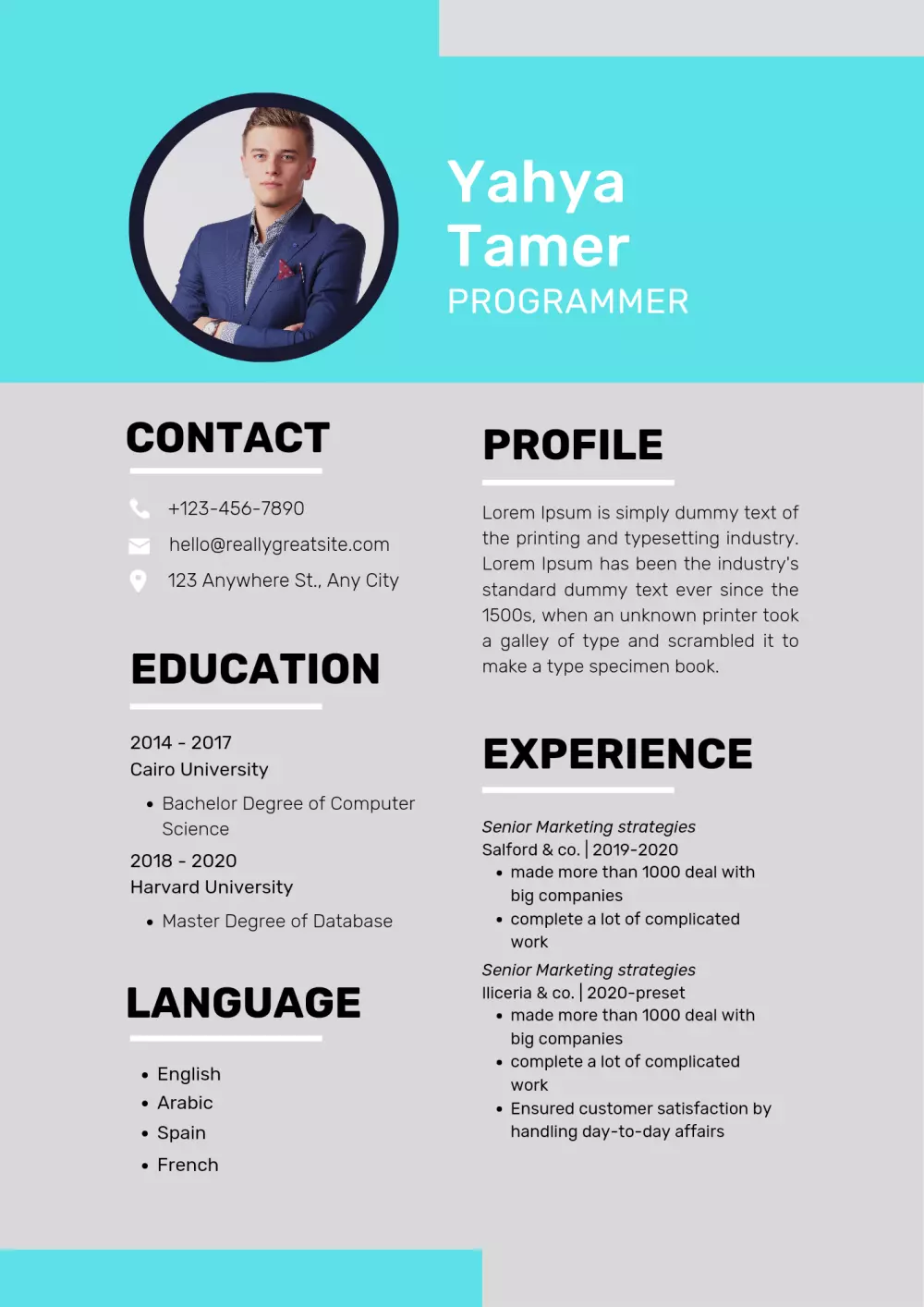 عمل سيرة ذاتية باللغتين العربية والإنجليزية _ CV By arabic and English