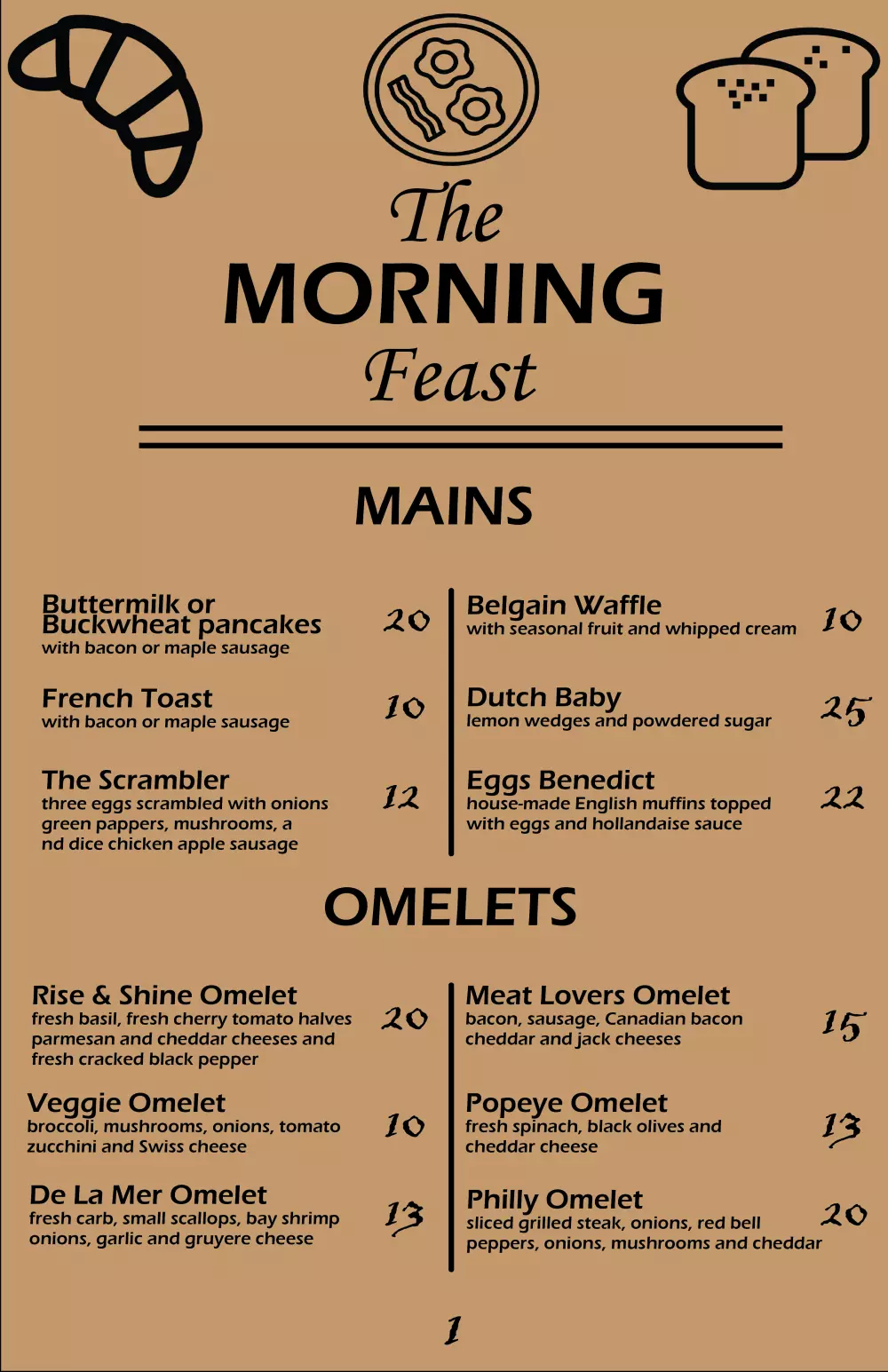 تصميم قائمة اسعار لمطعم