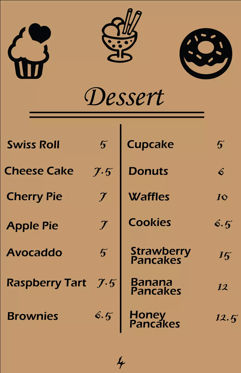 تصميم قائمة اسعار لمطعم