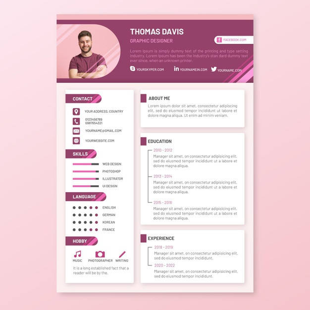 تصميم و كتابة سيرة ذاتية CV احترافية حسب ذوقك الخاص