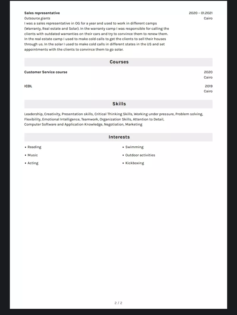 انشاء سيرة ذاتية بشكل احترافي باللغتين العربية او الانجليزية