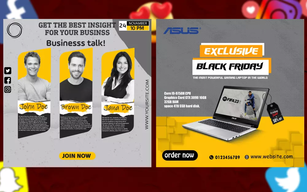 بوست سوشيال ميديا مُبتكر(فيسبوك تويتر انستجرام سناب شات) مقابل 5$