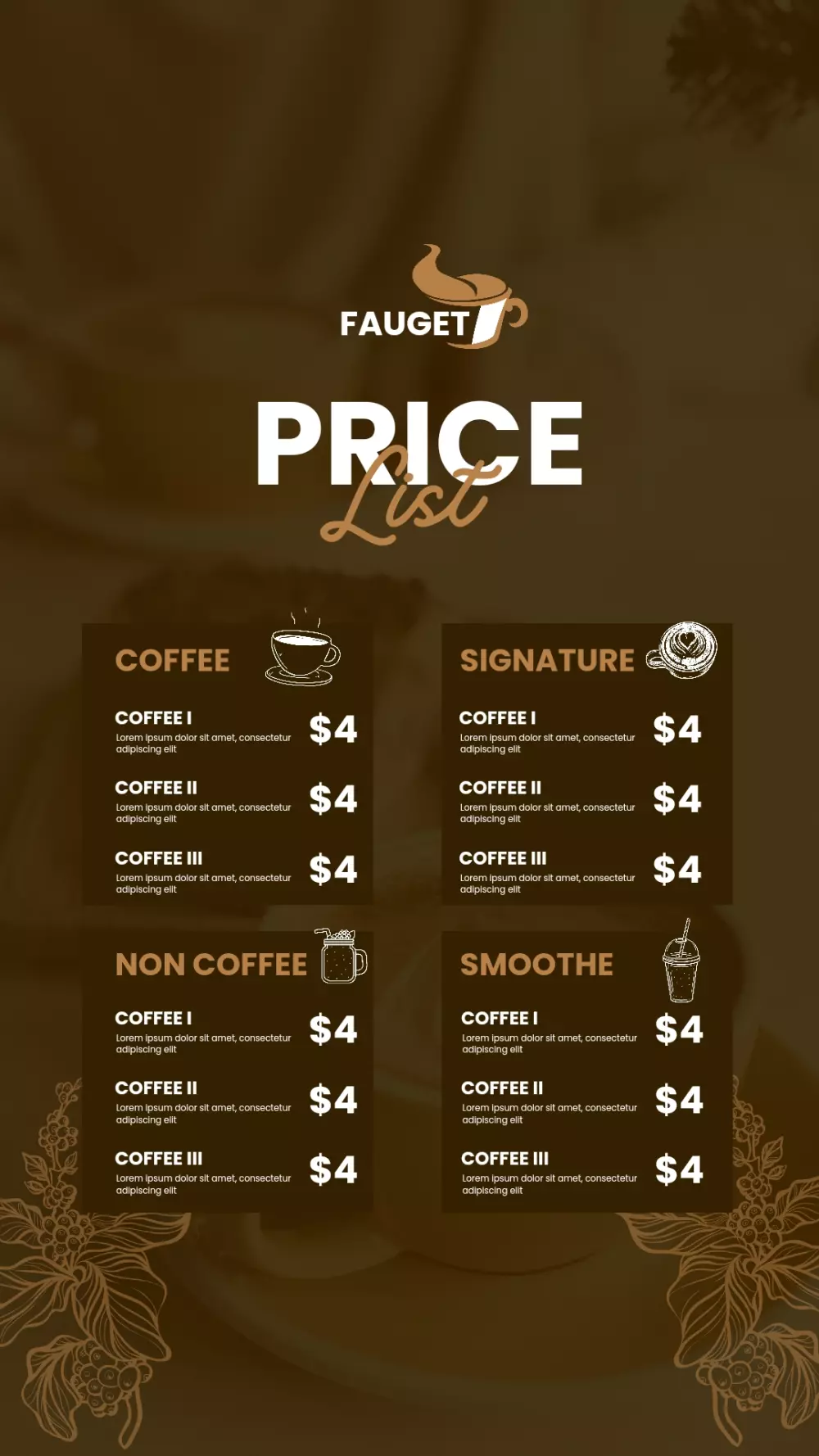 تصميم قوائم اسعار Price lists والمنيو