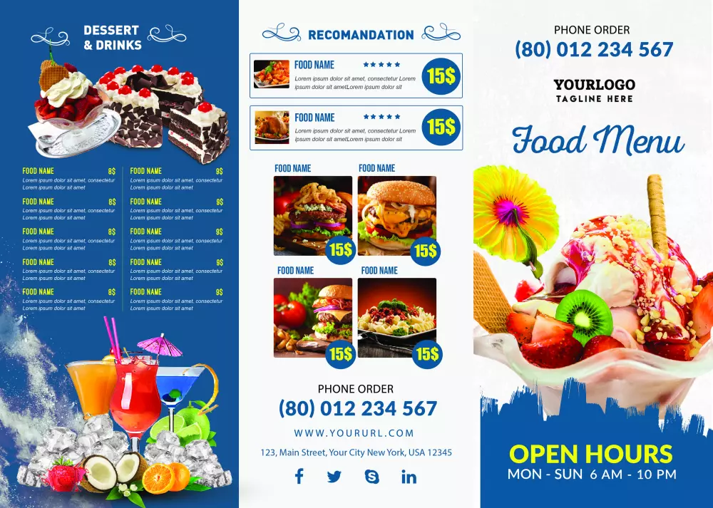 تصميم منيو وجهين LEFLET