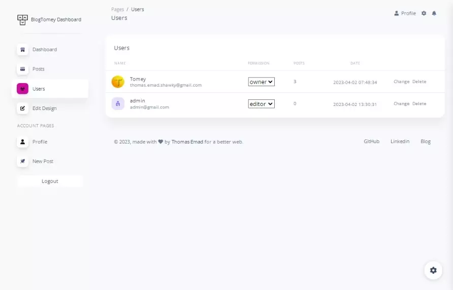 مدونة شخصية و Dashboard (PHP)
