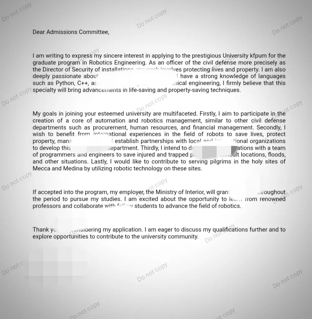 كتابة خطاب النوايا cover/motivation letter