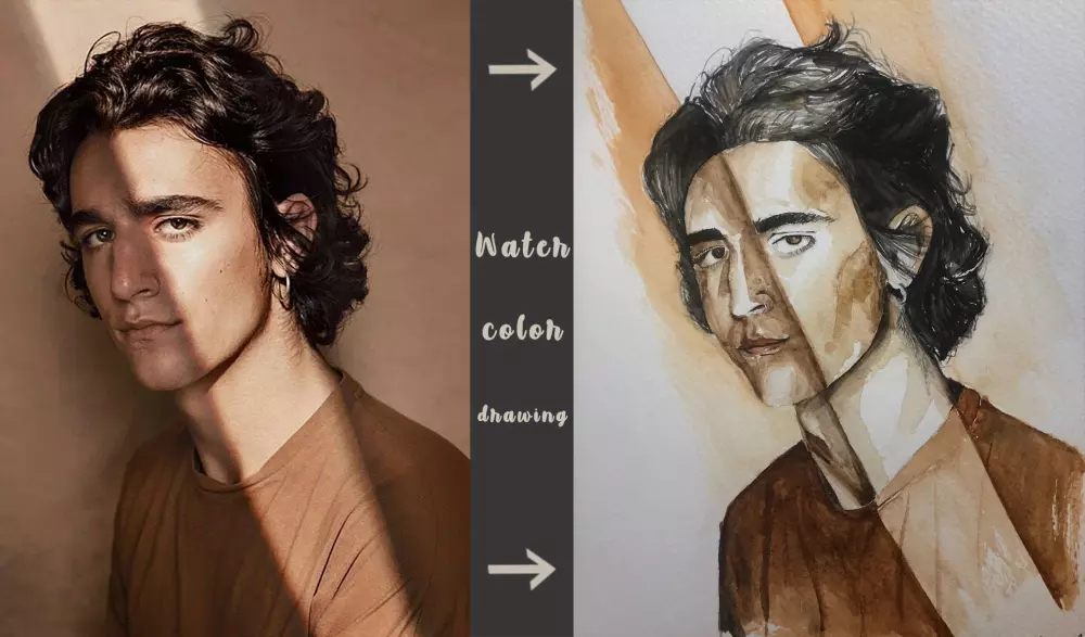 رسم بورتريه portrait باستخدام الالوان المائية باحترافية