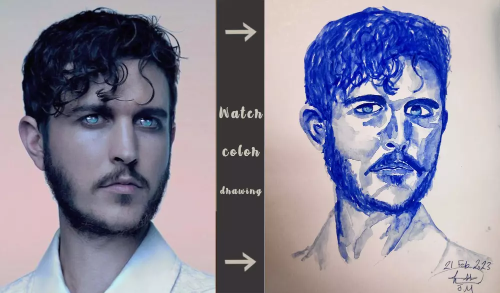 رسم بورتريه portrait باستخدام الالوان المائية باحترافية