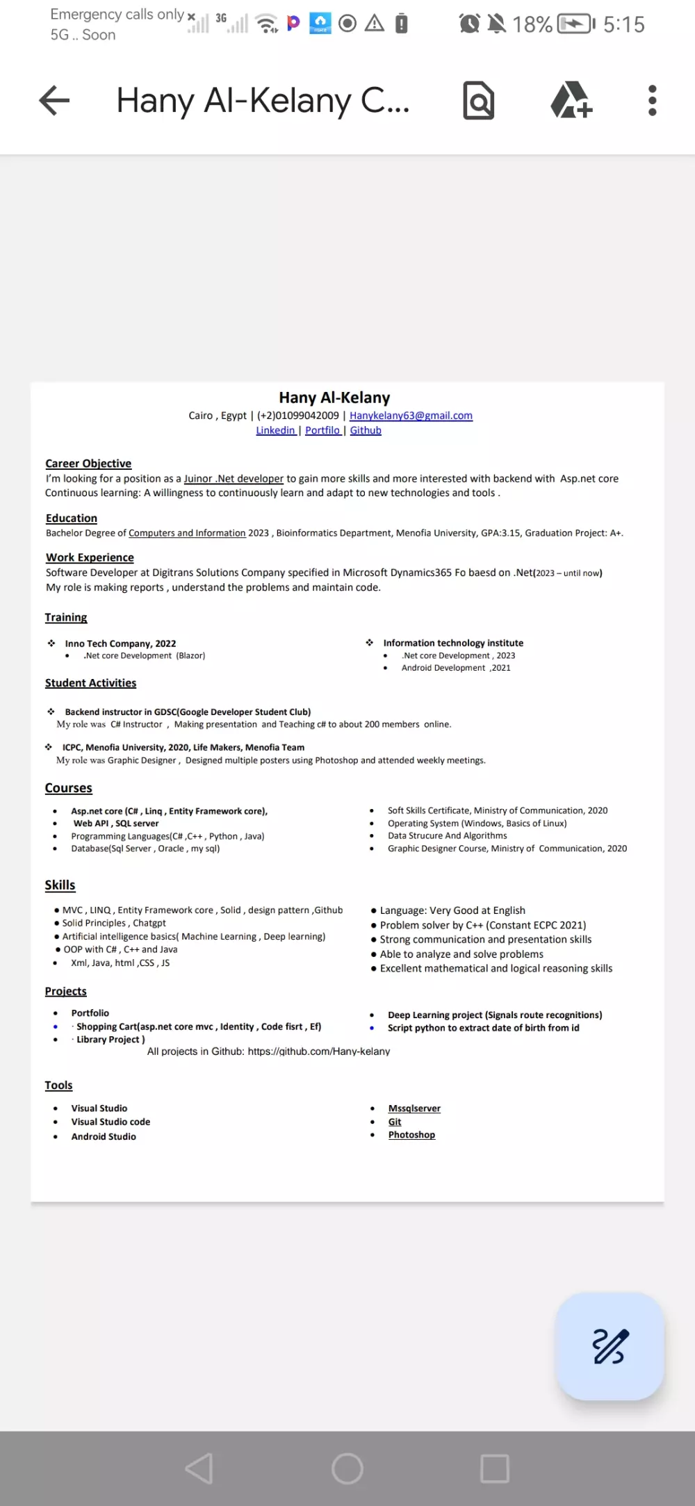 عمل CV احترافي وتسليمه في صيغة ورد وpdf