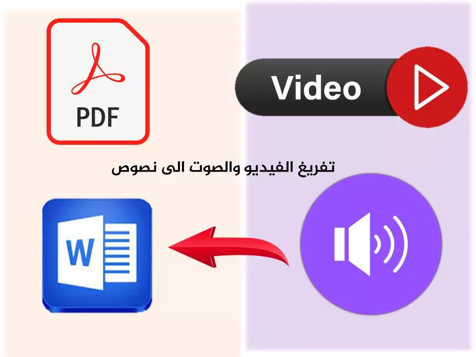 تفريغ مقاطع الصوت والفيديو الى ملف ورد او PDF