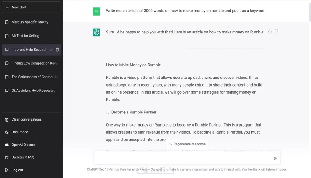 كتابه مقال 3000 كلمه بواسطه ChatGPT