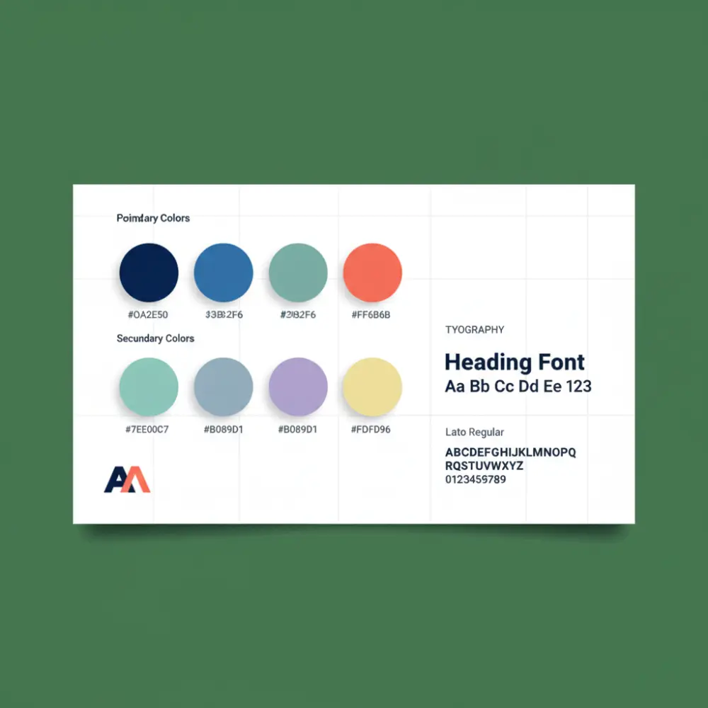 تصميم هوية بصرية متكاملة للشركات تشمل الشعار، نظام الألوان، الخطوط، ودليل الاستخدام، مع تطبيقات عملية على المطبوعات والمنصات الرقمية