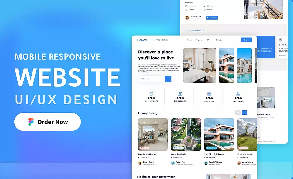 تصميم قالب ويب تصميم الويب UI UX في figma ، xd