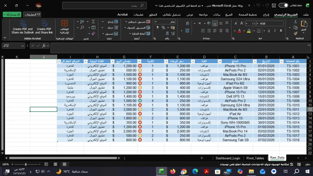 تحليل البيانات وتجهيز التقارير باستخدام برنامج Excel باحترافية
