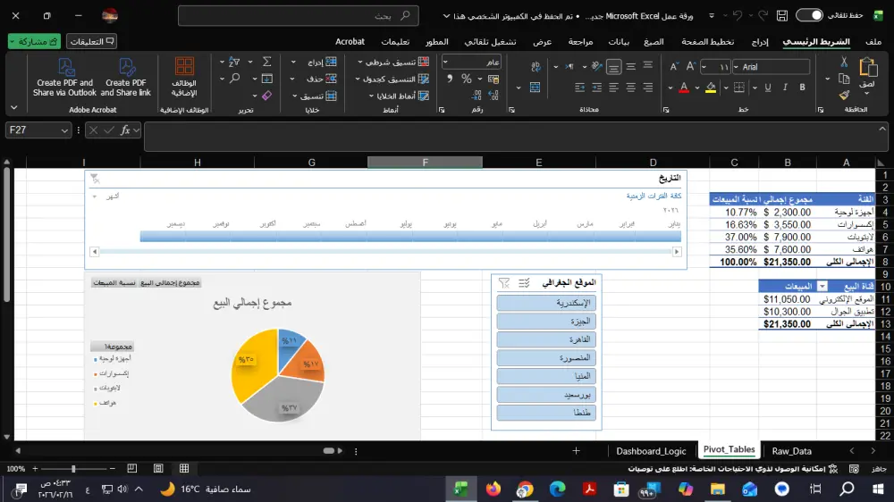 تحليل البيانات وتجهيز التقارير باستخدام برنامج Excel باحترافية