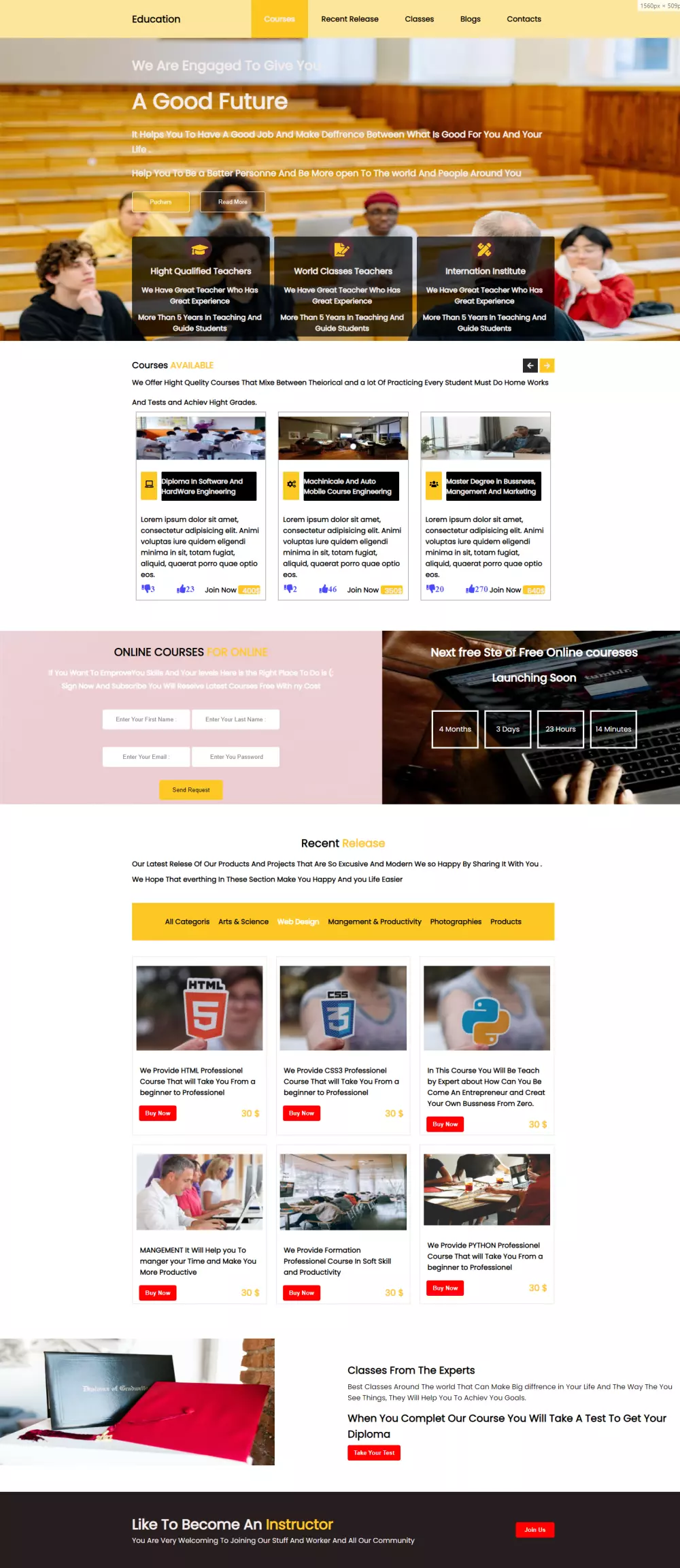 تصميم موقع الويب