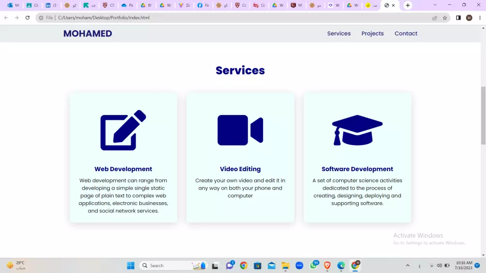 تصميم موقع شخصي تعريفي محترف
