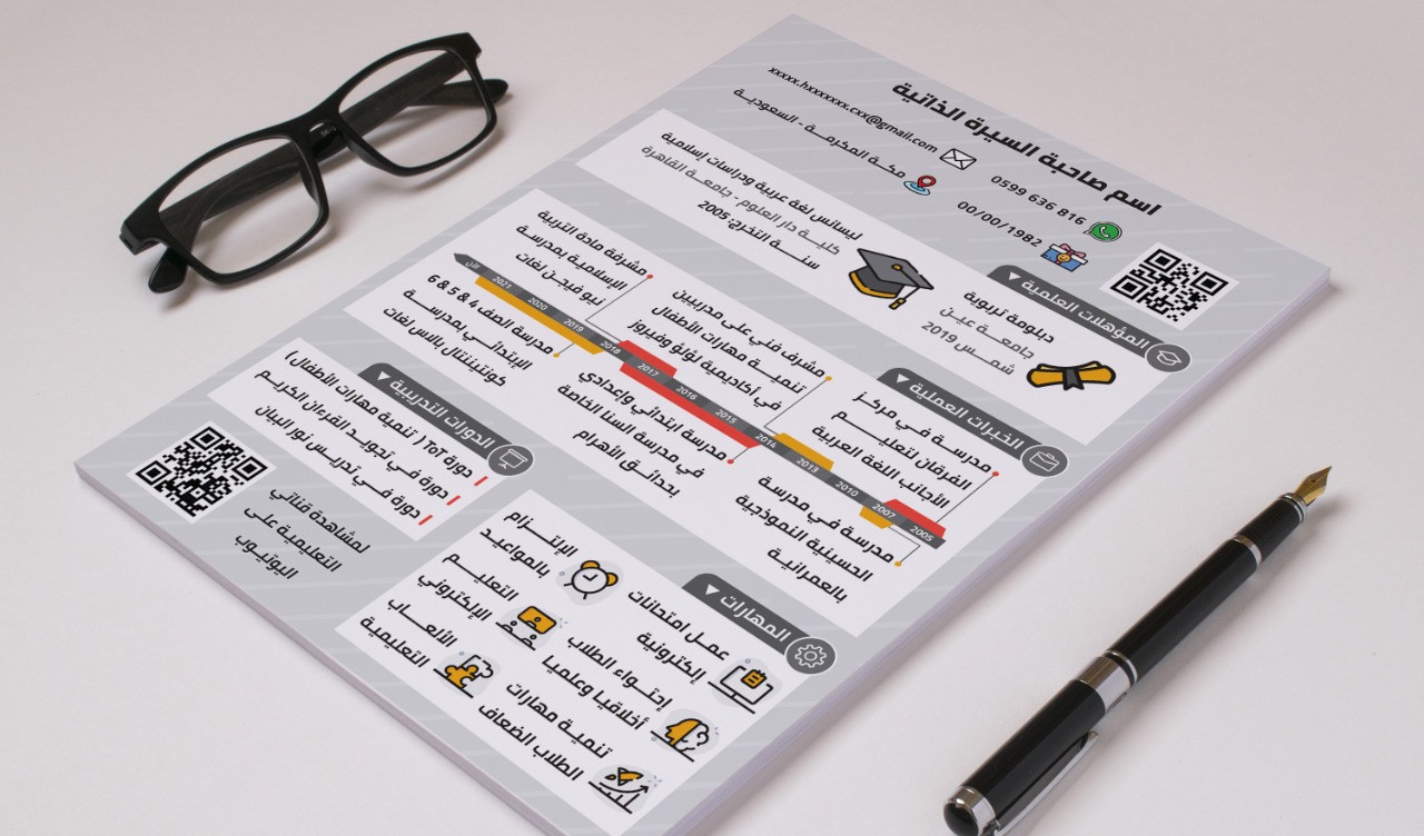 تصميم سيرة ذاتية cv إنفوجرافيك مميزة