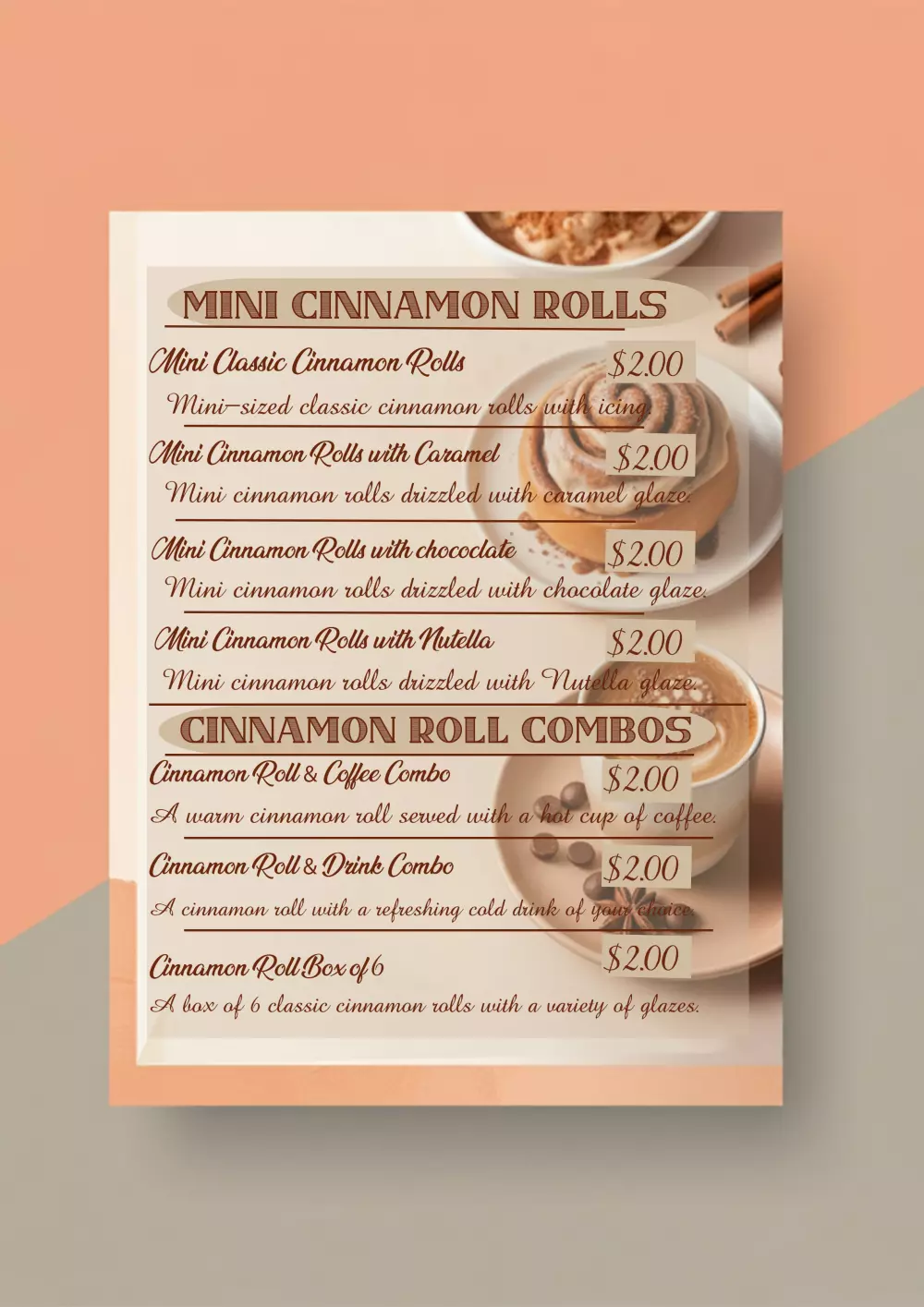 تصميم منيوهات قوائم الطعام MENU